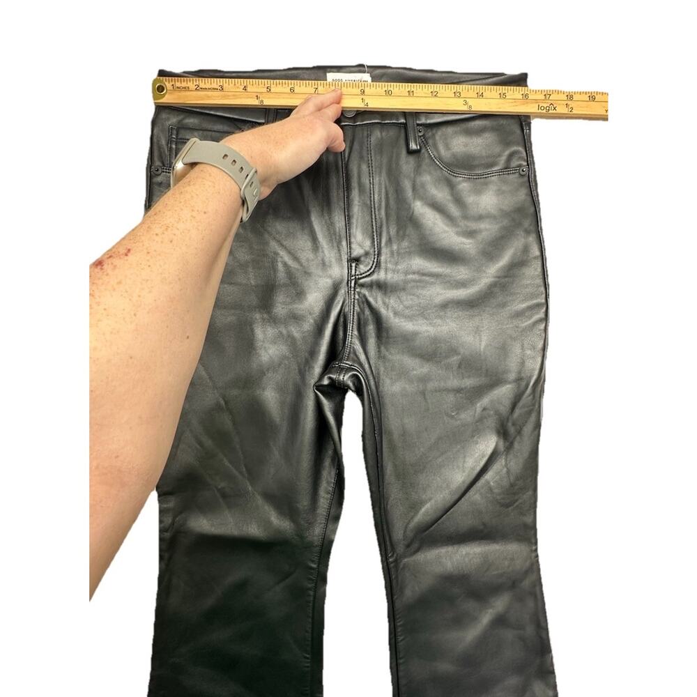 Good American Size 12 Good Legs Cropped Mini Boot Faux Leather Pants Black - Picture 5 of 12